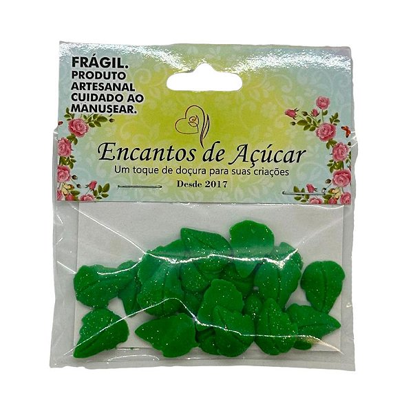 Confeito de Açúcar - Folhas Verde - 20 unidades - Encantos de Açúcar - Rizzo