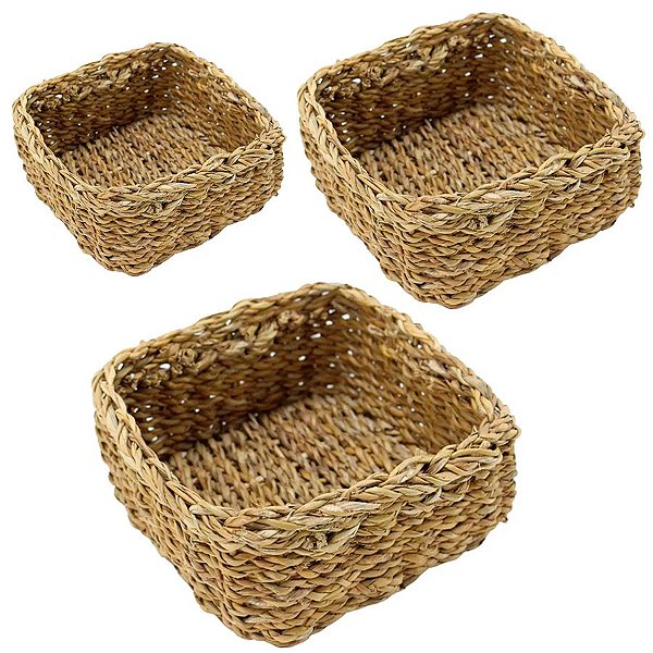 Kit Cesta Decorativa Aimore de Seagrass - 3 unidades - Rizzo