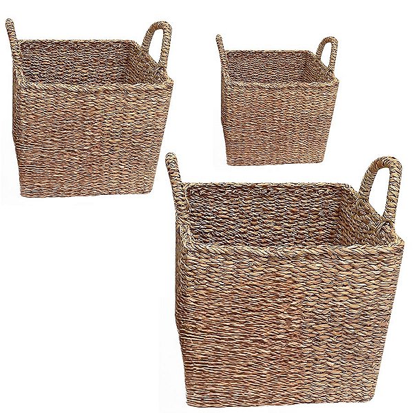 Kit Cesta Decorativa Mearin de Seagrass - 3 unidades - Rizzo