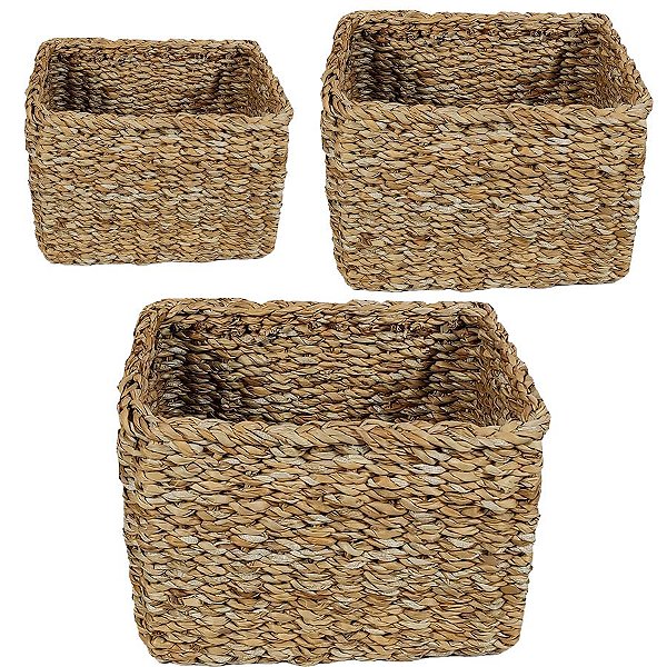 Kit Cesta Decorativa Bage de Seagrass  - 3 unidades - Rizzo