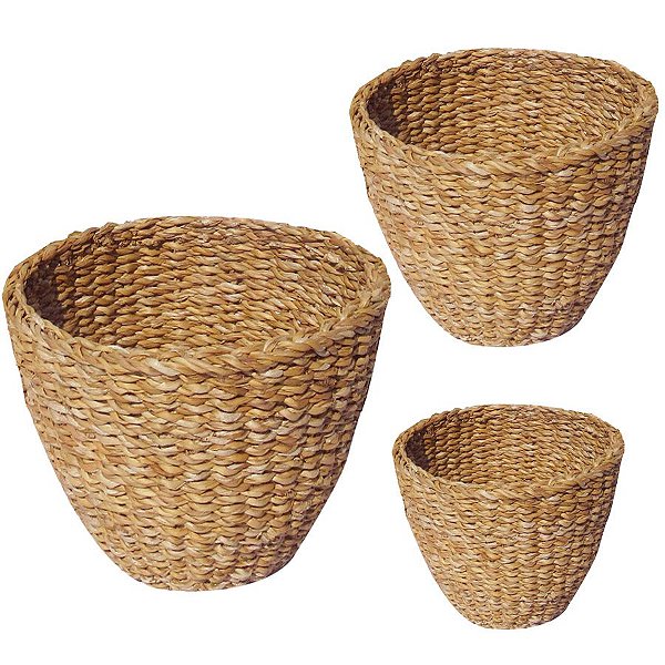 Kit Cesta Decorativa Caue de Seagrass  - 3 unidades - Rizzo