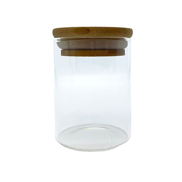 Pote de Vidro Hermético com Tampa de Bambu - 6x8cm - 160ml - 1 unidade - Rizzo