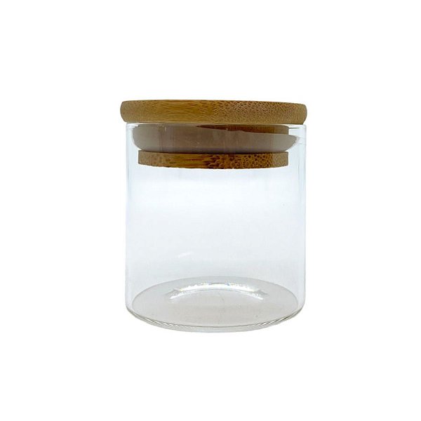 Pote de Vidro Hermético com Tampa de Bambu - 6x6cm - 100ml - 1 unidade - Rizzo