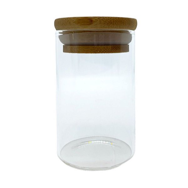 Pote de Vidro Hermético com Tampa de Bambu - 6x10cm - 200ml - 1 unidade - Rizzo