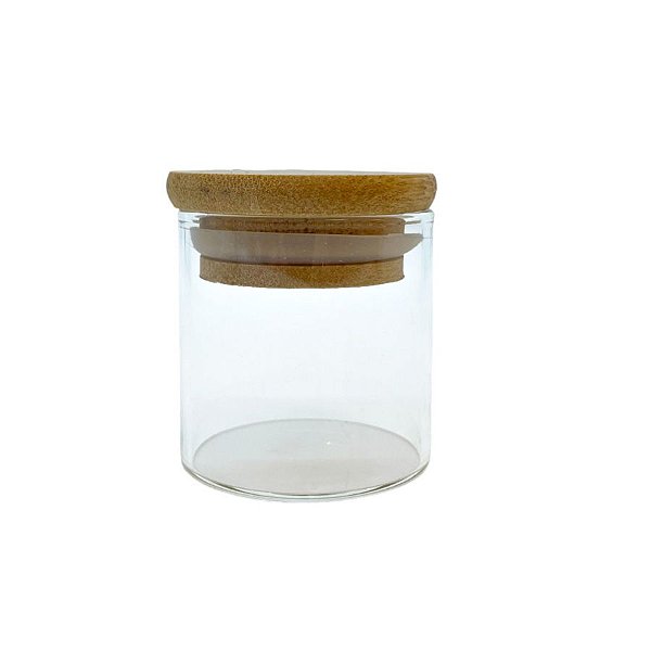 Pote de Vidro Hermético com Tampa de Bambu - 5x5cm - 50ml - 1 unidade - Rizzo