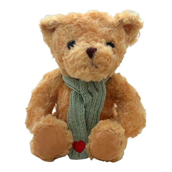 Urso de Pelúcia Cachecol Coração - Verde - 23cm - 1 unidade - Rizzo