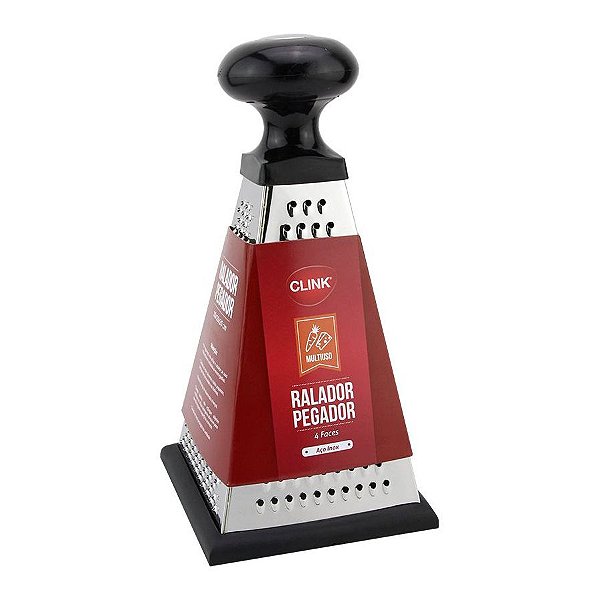 Ralador 4 Faces com Pegador - Aço Inox - Preto - 20x10x10 cm - 1 unidade - Clink - Rizzo