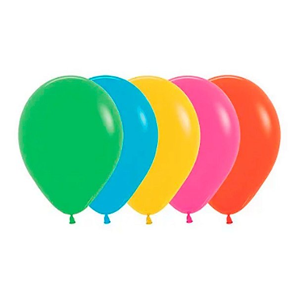 Balão de Festa Látex Liso - Tropical Sortido - 50 Unidades - Sempertex Cromus - Rizzo Balões
