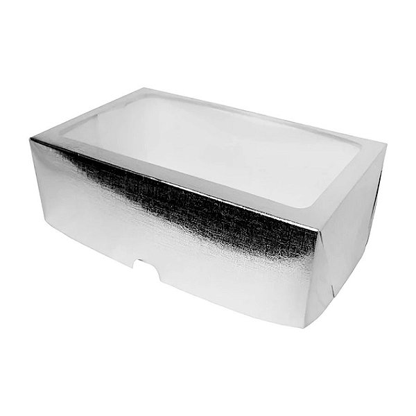 Caixa com Visor S17 (25cm x 15cm x 8cm) Prata - 10 unidades - Assk - Rizzo