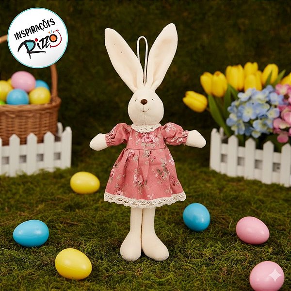Coelha Decorativo para Pendurar - Rosa - 24cm - 1 unidade - Cromus - Rizzo