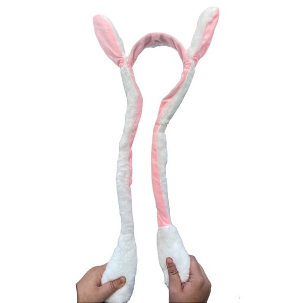 Tiara Orelha Coelho com Movimento - Branco - 55cm - 1 unidade - Rizzo