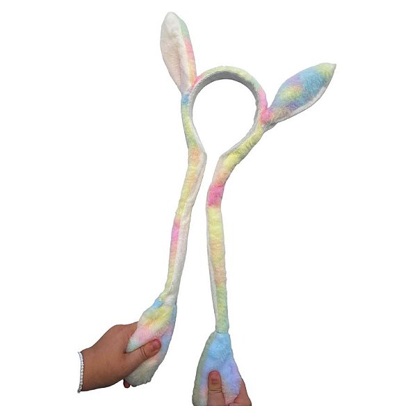 Tiara Orelha Coelho com Movimento - Colorido Candy - 55cm - 1 unidade - Rizzo