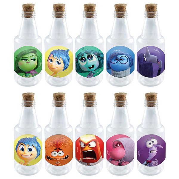 Garrafinha de Plástico 50 ml com Tampa Rolha - Festa Divertidamente 2 - 10 unidades - Rizzo