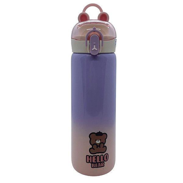 Garrafa Térmica Hello Bear - Lilás - 400ml - 1 unidade - Rizzo