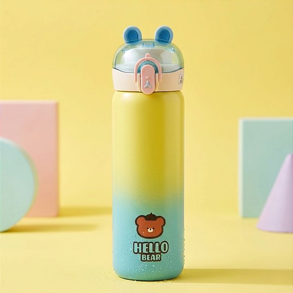 Garrafa Térmica Hello Bear - Amarela - 400ml - 1 unidade - Rizzo