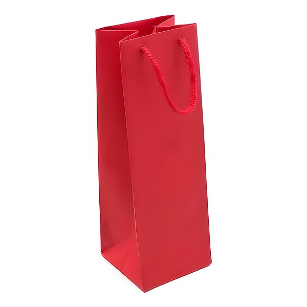 Sacola de Papel Garrafa com Cordão 35x11x9cm - Vermelho - 10 unidades - Rizzo