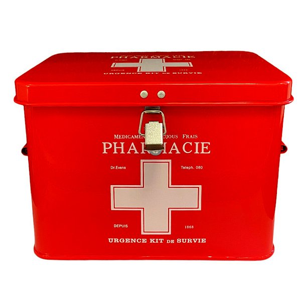 Lata de Metal Farmárcia - Vermelha - 21,5x15x15,5cm - 1 unidade - Rizzo