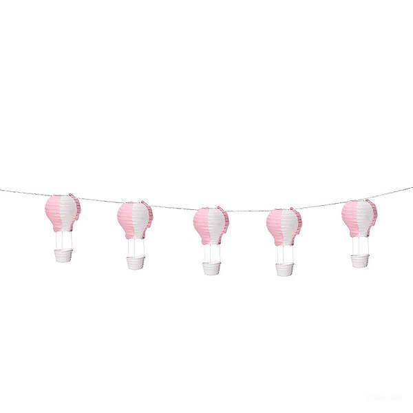 Varalzinho de Balões Luminosos Rosa e Branco - 1 unidade - Cromus - Rizzo