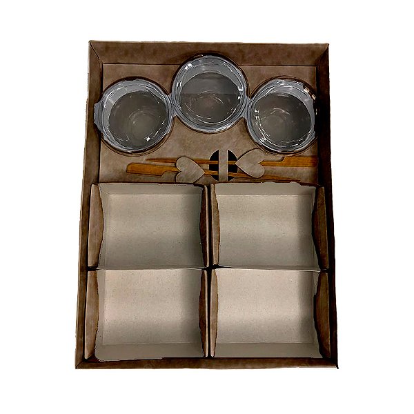 Caixa Kit Fondue com Potinhos e Palitos de Petisco - Kraft - 1 unidade - Rizzo