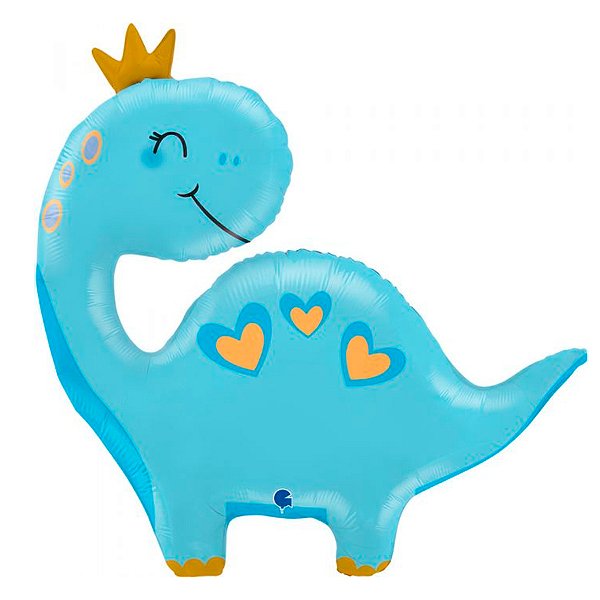 Balão de Festa Metalizado 28" 71cm - Blue Dino - 1 unidade - Rizzo