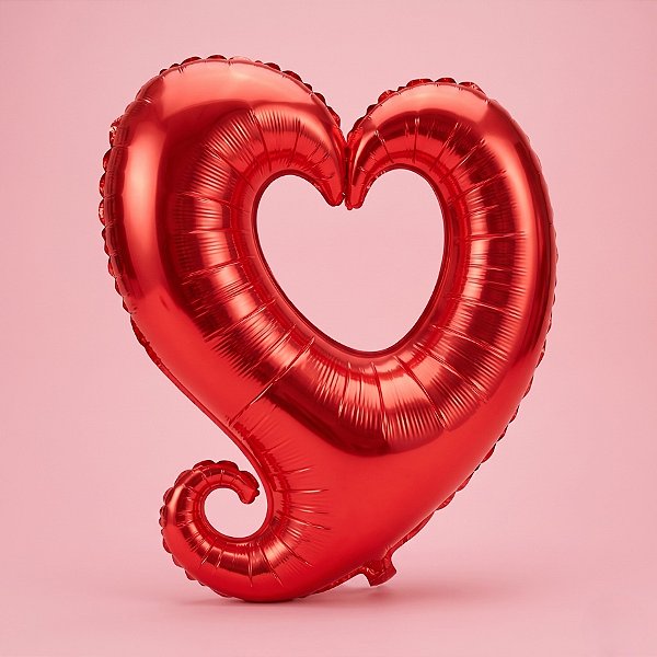 Balão de Festa Metalizado 36" 36cm - Coração Link Liso Vermelho - 1 unidade - Rizzo