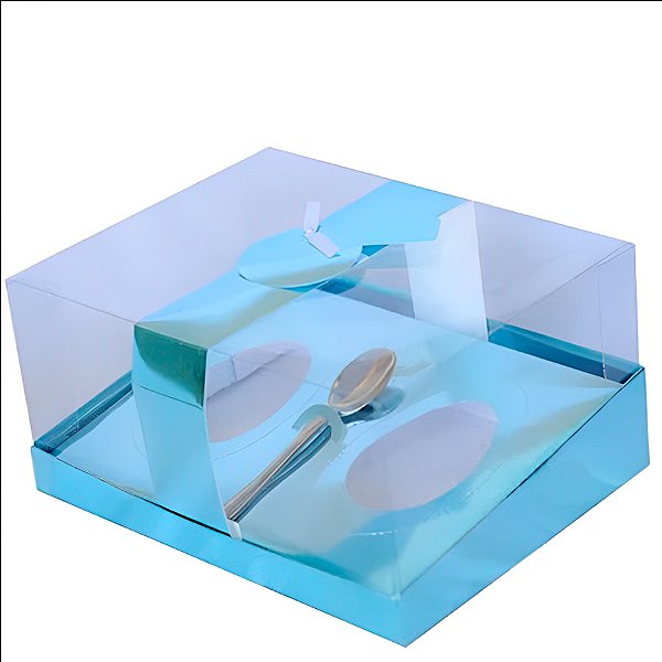 Caixa Ovo de Colher Duplo - Meio Ovo de 150g a 350g - Azul Metálico - 22x17x11cm - 1 unidade - Rizzo