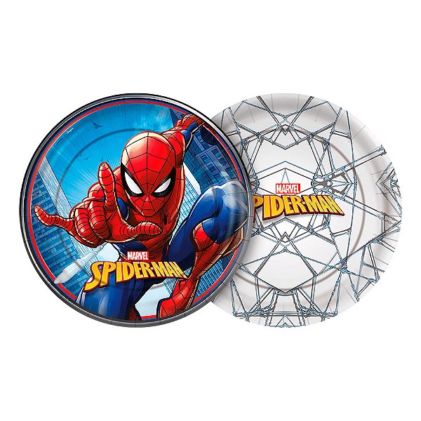 Prato de Papel Redondo - Spider Man - 8 unidades - Regina - Rizzo
