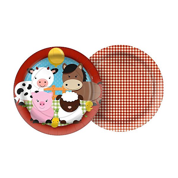 Prato de Papel Redondo - Festa Fazendinha - 8 unidades - Regina - Rizzo