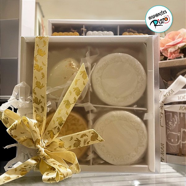 Caixa 4 Pães de Mel - Branca - 16,5x16,5x5cm - 12 unidades - Rizzo