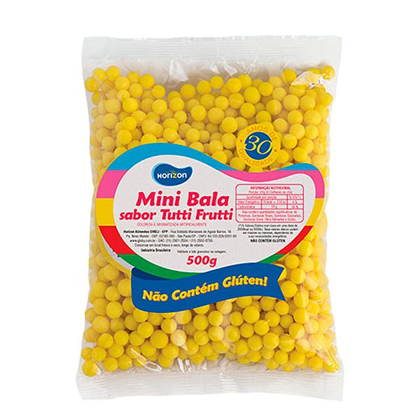 Mini Balinha para Lembrancinha Sabor Tutti Frutti - Amarela - 500g  - 1 unidade - Rizzo