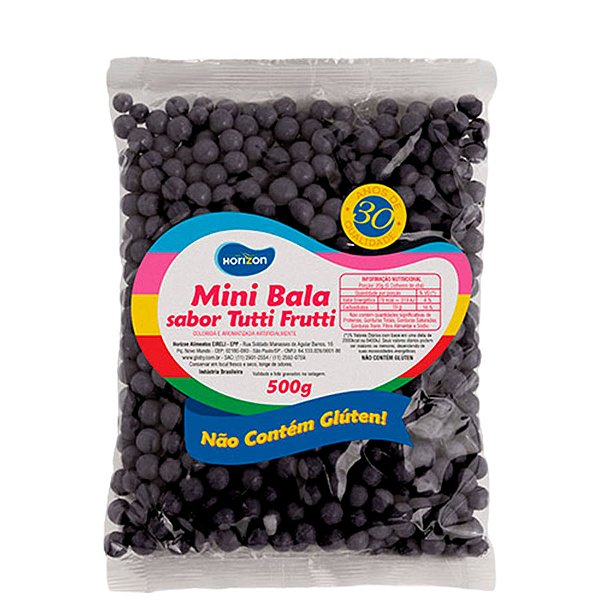 Mini Balinha para Lembrancinha Sabor Tutti Frutti - Preto - 500g  - 1 unidade - Rizzo