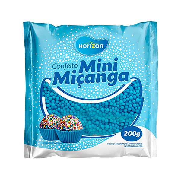 Confeito Mini Miçanga - Azul - 200g - 1 unidade - Rizzo