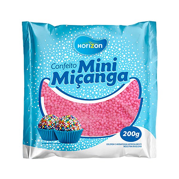 Confeito Mini Miçanga - Rosa - 200g - 1 unidade - Rizzo