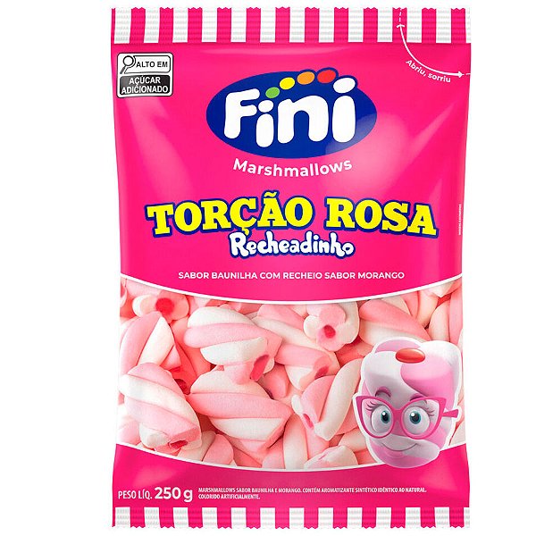 Marshmallow Torção Rosa Recheadinho - 250g - 1 unidade - Fini - Rizzo