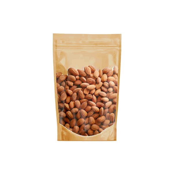 Saco de Papel Kraft Frente Transparente Stand Up Pouch Zip 10x15x3,5cm - Hermético e Impermeável Dentro e Fora - 50 un