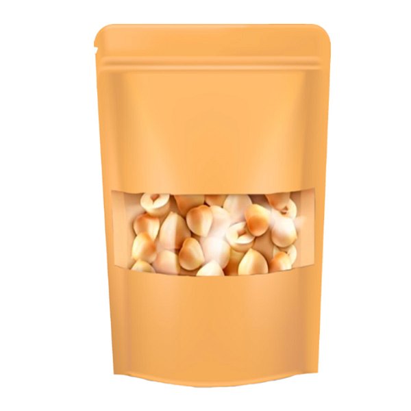 Saco de Papel Kraft com Visor Stand Up Pouch Zip 18x26x4cm - Hermético e Impermeável Dentro e Fora - 50 un - Rizzo