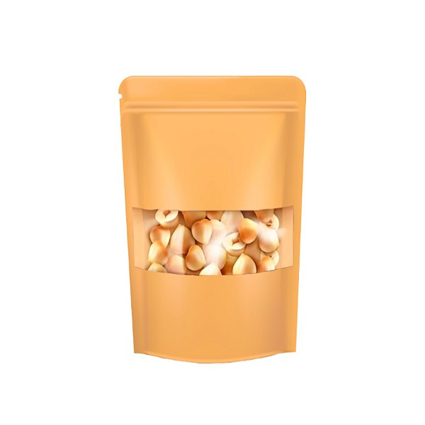 Saco de Papel Kraft com Visor Stand Up Pouch Zip 10x15x3,5cm - Hermético e Impermeável Dentro e Fora - 50 un - Rizzo