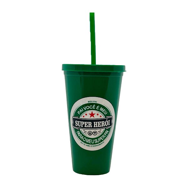 Copo com Tampa e Canudo - Super Herói - 600ml - 1 unidade - Rizzo