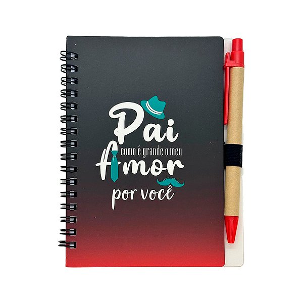 Bloco para Anotação com Caneta - Pai Como é Grande Meu Amor Por Você - 10,6x15,1cm - 1 unidade - Rizzo