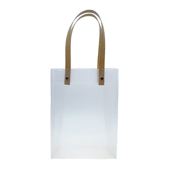 Sacola Transparente Fosca com Alça de Fibra - 13x20x7cm - 1 unidade - Rizzo