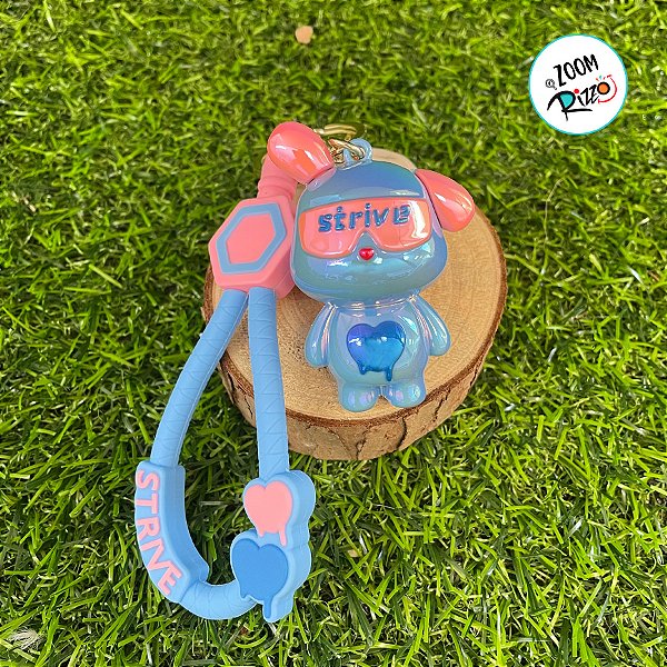 Chaveiro Coelho Metalizado - Azul e Rosa  - 6cm - 1 unidade - Rizzo