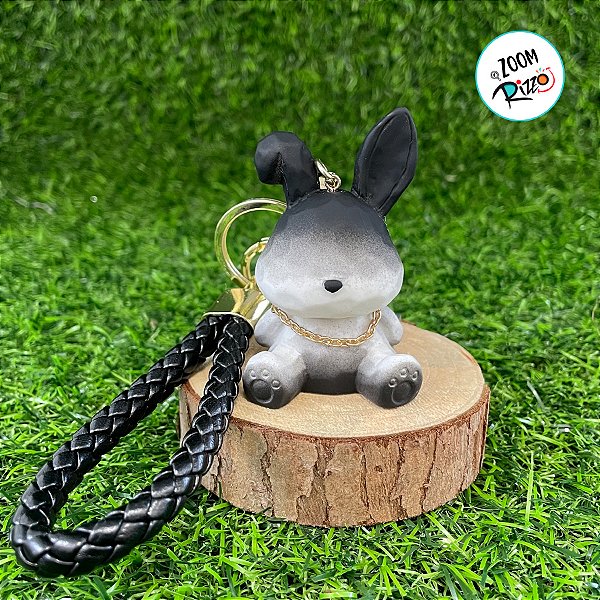 Chaveiro Coelho - Preto e Cinza - 7cm - 1 unidade - Rizzo