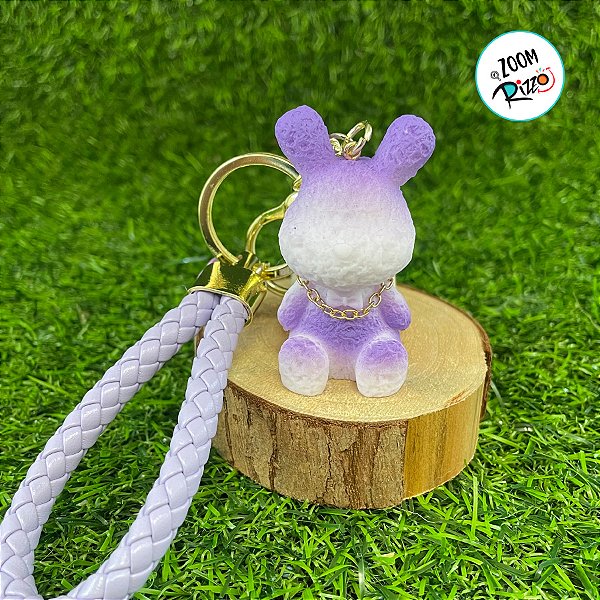 Chaveiro Coelho com Sino - Roxo - 5cm - 1 unidade - Rizzo