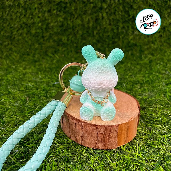 Chaveiro Coelho com Sino - Verde Água - 5cm - 1 unidade - Rizzo