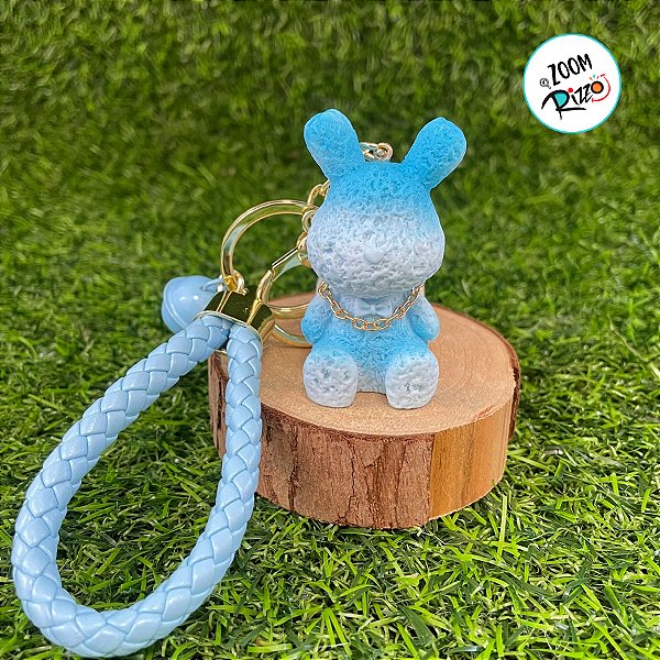 Chaveiro Coelho com Sino - Azul Claro - 5cm - 1 unidade - Rizzo