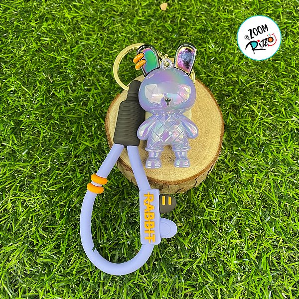Chaveiro Coelho Metalizado - Roxo  - 6cm - 1 unidade - Rizzo