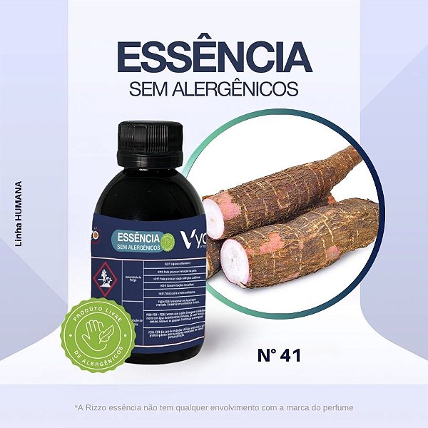 Essência Mandioca Concentrada para Perfumaria e Animais N°41 - 100g - Allergen Free  - 1 unidade - Rizzo