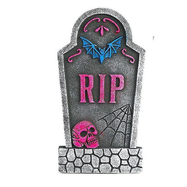 Lápide Decorativo - Caveira Rosa - Festa Halloween - 1 unidade - Cromus - Rizzo