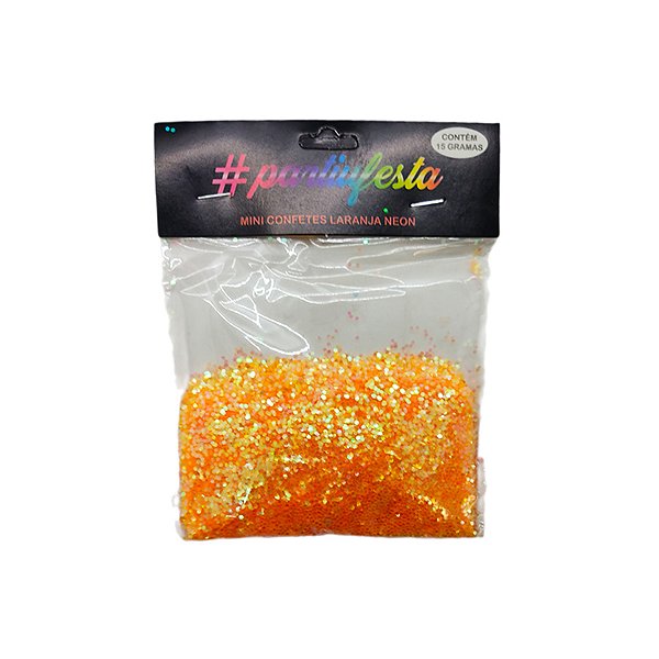 Confete Mini Bolinha Nacarado 15g - Neon Laranja - 1 unidade - Rizzo