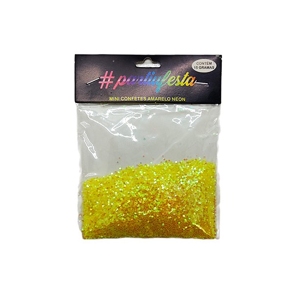 Confete Mini Bolinha Nacarado 15g - Neon Amarelo - 1 unidade - Rizzo